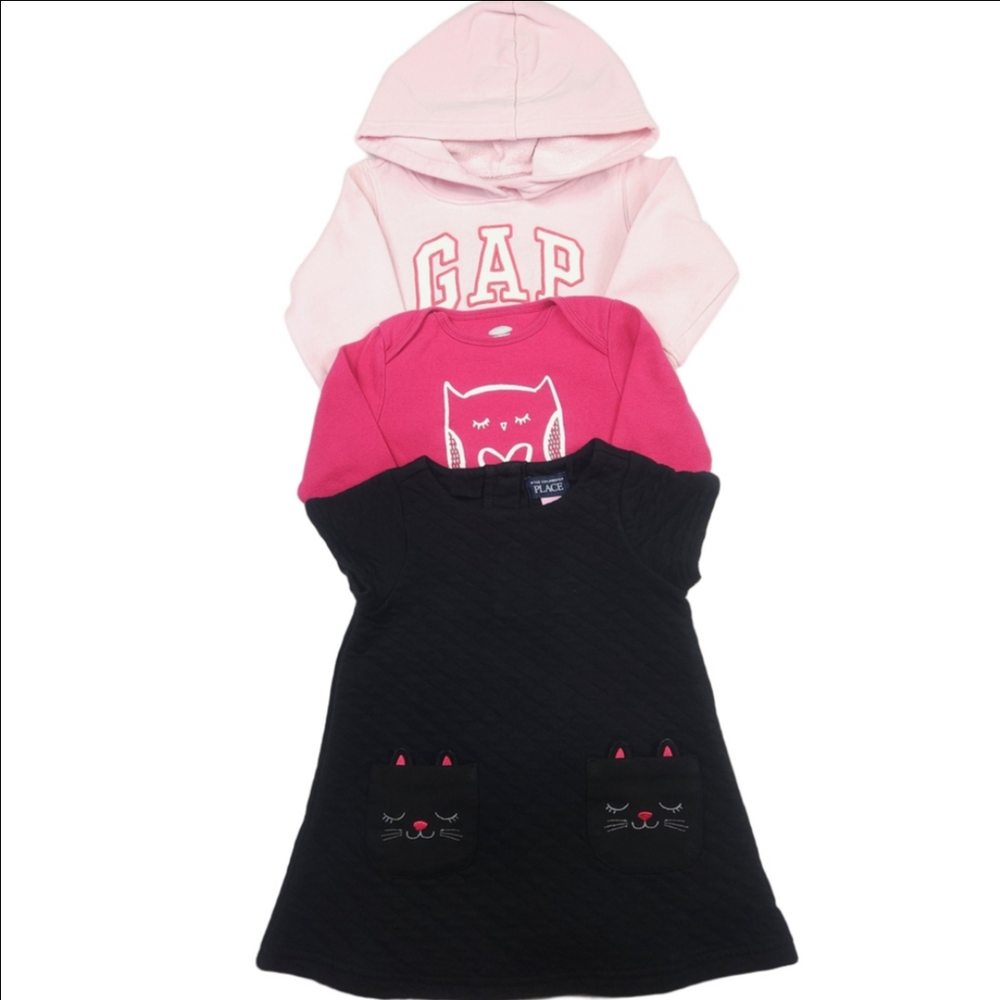 GAP Light Pink Hoodie and Black Cat Pocket Dress